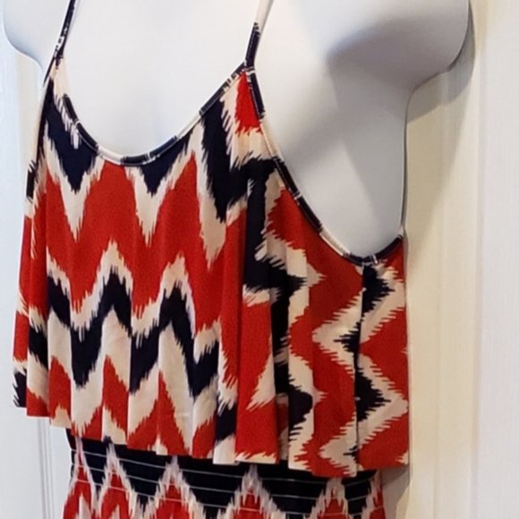West Loop Size Large Red White Blue Print Maxi Dress NWT - Picture 8 of 15
